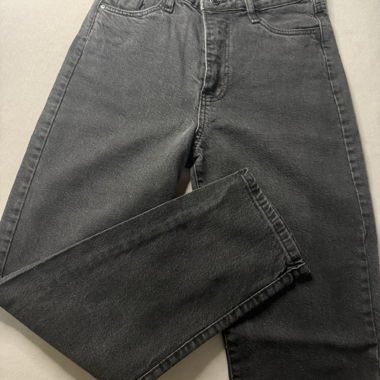 Black straight-leg jeans