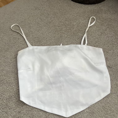 White Satin Crop Top