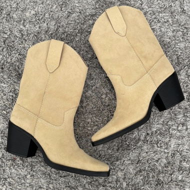 Stivali da cowboy beige in suede