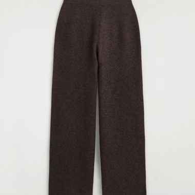 Pantalon large en laine bouillie marron
