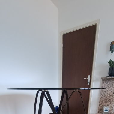 Amber glass dining table