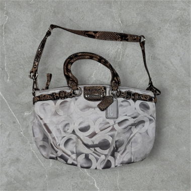 beautiful vintage coach bag monogram silver