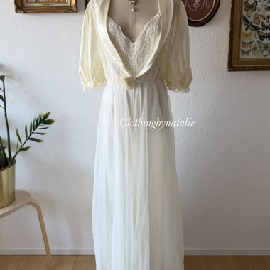 Set peignoir in nylon crema Val Mode Taglia M