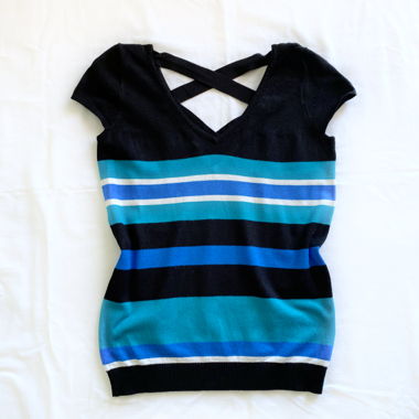 Pull Kookaï dos croisé rayé S/M chic 
