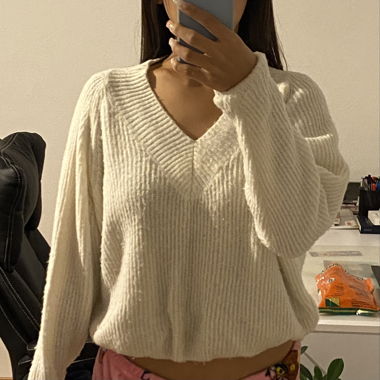 white sweater