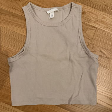 Beige Ribbed Crop Top