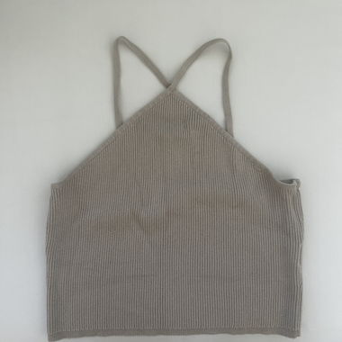 Crop Top côtelé beige