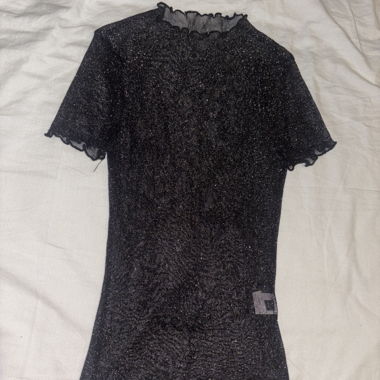 Schwarzes transparentes Glitter-Top