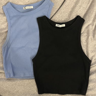 Crop top, light blue and black