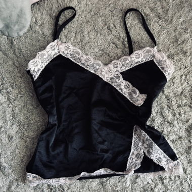 Schwarz Rosa Spitzen-Top/ Cami