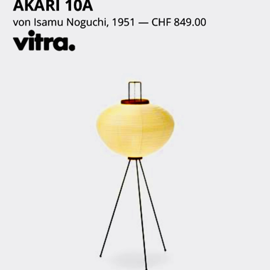 Original Noguchi Stehleuchte Akari 10A Vitra