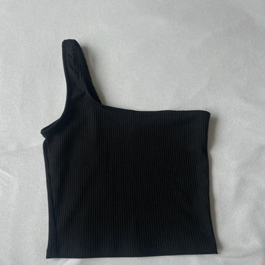 Black one-shoulder top