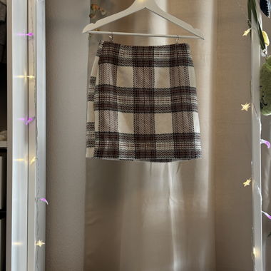 H&M Plaid Mini Skirt Size XS Brown Beige