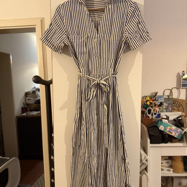 Striped Shirt Dress with Belt