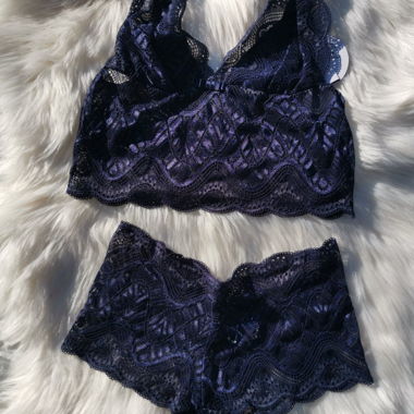 Lingerie - Ensemble Dentelle taille 38_ Bleu F
