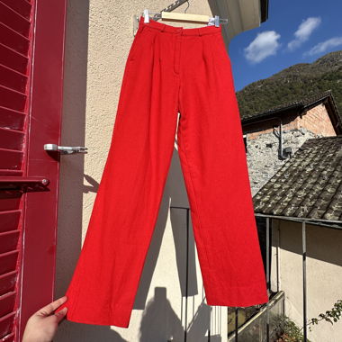 red vintage 80s high waisted wool trousers