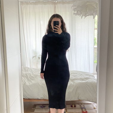 H&M enges Midikleid rückenfrei schwarz Gr. S