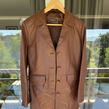 Manteau léger cuir marron 