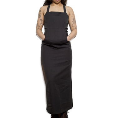 Black long dress with crossed back pocket