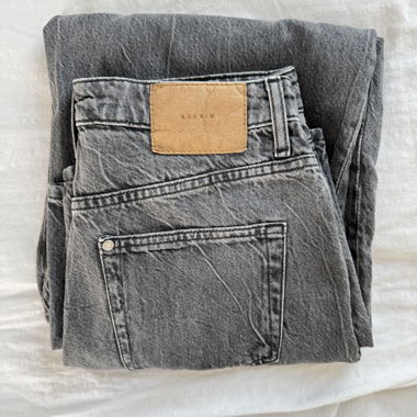 Jean baggy gris taille haute 38