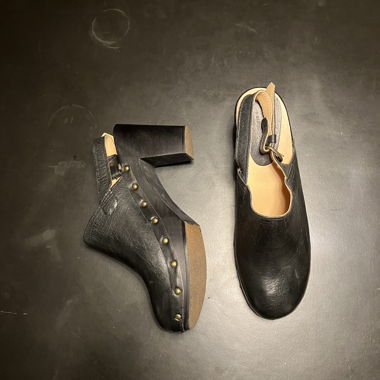 Vestibule Clogs/black leather/blockheel/Astorflex