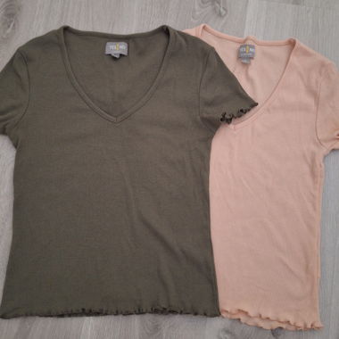 Lot de 2 t-shirt kaki et saumon 