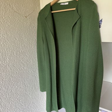 Green knitted cardigan