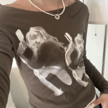Y2k longsleeve printed grunge Top 🕯️