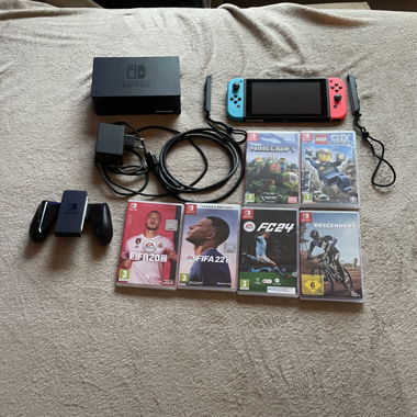 Nintendo Switch Farbig - XA-Fähig mit 6 Spielen