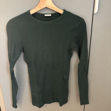 Long-sleeve top, dark green - S