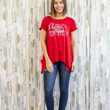 T-shirt rosso "better than perfect", NUOVO