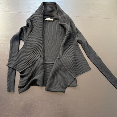 Black Open Waterfall Cardigan