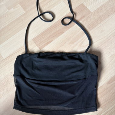 Crop top in mesh nero