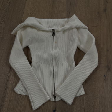 Cardigan in maglia bianco con zip