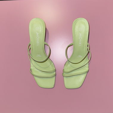 Lime Green Strappy Block Heel Sandals