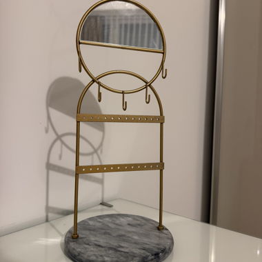 Golden Jewelry Stand with Mirror