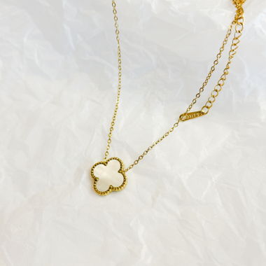Clover Halskette Perlmutt Kleeblatt 18k vergoldet