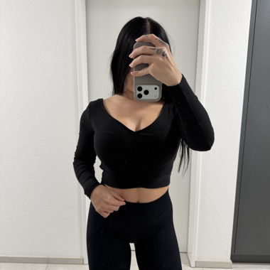 Top corto a coste nero S