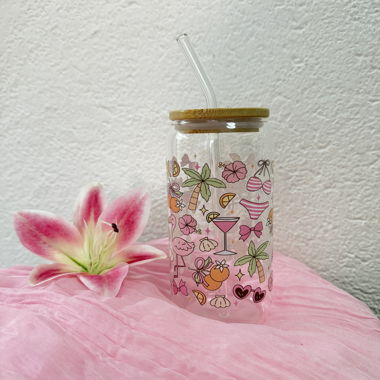 Glas aus Vetro Tropical Summer Flamingos