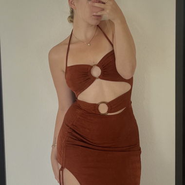 Long brown dress with cut outs