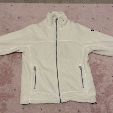 Weisse Fleece-Jacke mit Reissverschluss