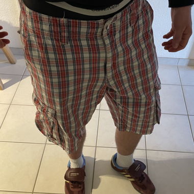 Y2K Karierte Cargo-Shorts, L
