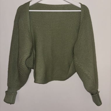 Cardigan lavorato a maglia verde / bolero