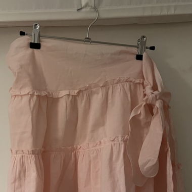 Paréo rose avec broderie anglaise
