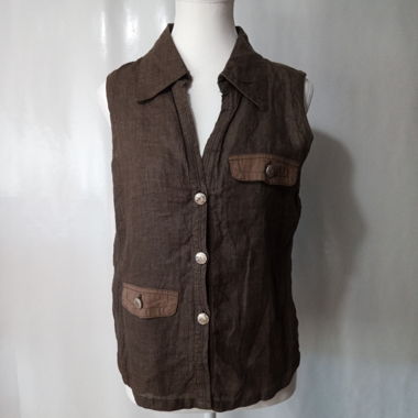 Sand White brown linen vest