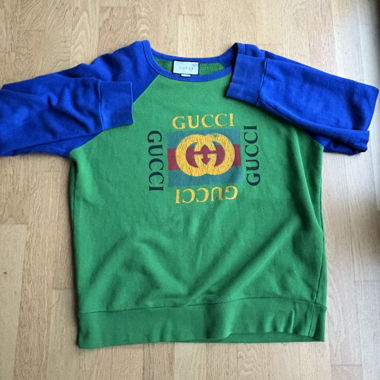 Sweat-shirt Gucci box logo vert et bleu S