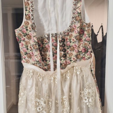 Dirndl Krüger beige a fiori rosa con pizzo tg. 42