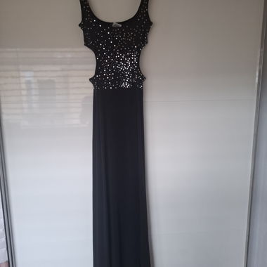 Schwarzes Pailletten-Abendkleid