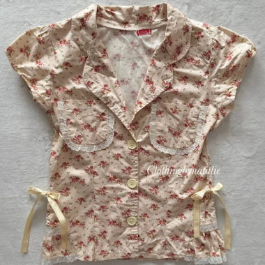 Blusa in cotone floreale Y2K taglia XS