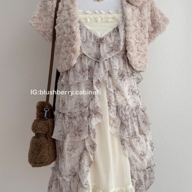 Japanisches Blumen-Chiffon-Kleid Grösse S/M